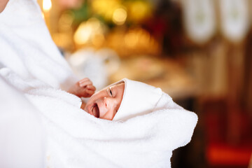 baptism of a child in the church. Ukrainian Orthodox Church. Orthodox baptism of a child. Church...