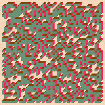 Implementation of Edward Zajec&rsquo;s &ldquo;Il Cubo&rdquo; from 1971. Essentially a Truchet tile set of 8 tiles and rules for placement art illustration