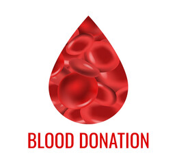 Poster With Blood Donation Text With Gradient Mesh, Vector Illustration