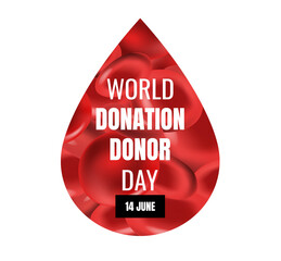 Poster With Blood Donation Drop And Text With Gradient Mesh, Vector Illustration