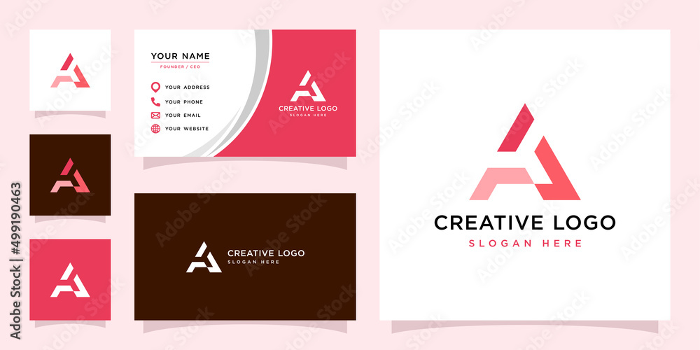 Poster Vector graphic of triangle initial A logo and business card design template