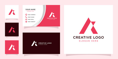 Vector graphic of triangle initial A logo and business card design template