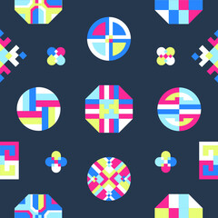 Korean symbols pattern. South Korea traditional background. Vintage East Asian style background design.