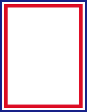 Red, white, blue framed letter