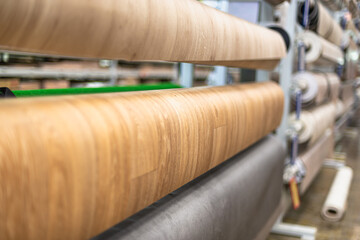Linoleum in rolls for laying on the floor.