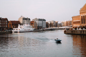 Beautiful houses and canals of the city of Gdansk