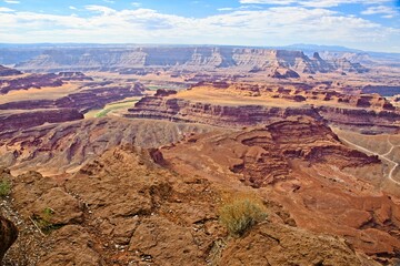 Canyonlands National Park in southeastern Utah, a dramatic desert landscape carved by the Colorado...