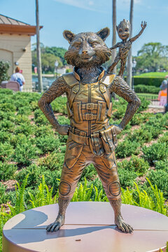 Rocket and Groot Gold Statue 50th Anniversary Disney