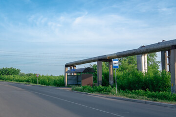 Bus stop in the industrial area.