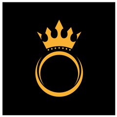 Gold ring Crown Logo. Crown icon