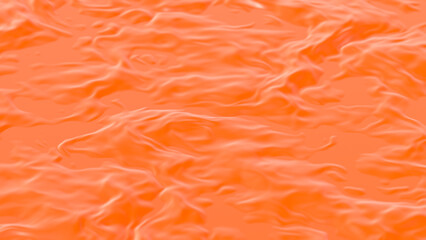 Wrinkled Orange Color Liquid Surface Background 3D Rendering