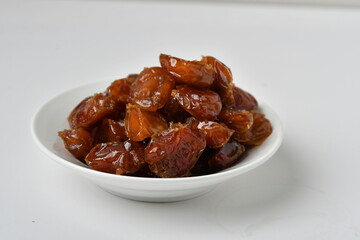 Fresh Arabian dates (Khalas dates ) isolated on white background