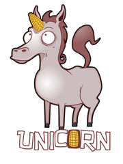 Corny Unicorn Cartoon Illlustration
