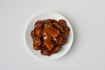 Fresh Arabian dates (Khalas dates ) isolated on white background