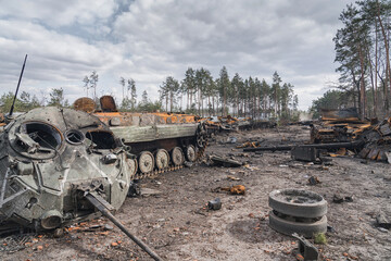 A column of Russian military equipment was destroyed. Many tanks and infantry fighting vehicles...
