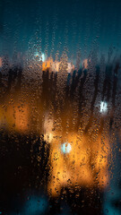 Water drops Background with city lights