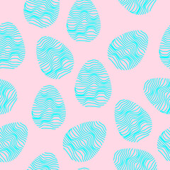 Seamless Easter day egg pattern with hand drawn  traditional Christian color eggs on white background
