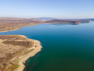 Aerial view of Ogosta Reservoir, Bulgaria