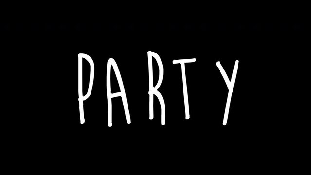 party word - Hand drawn animated wiggle . Two color - black and white. 2d typographic doodle animation. High resolution 4K.