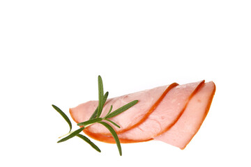 Pork ham slices isolated on white background