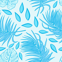 Fototapeta na wymiar Beautifull tropical leaves branch seamless pattern design. Tropical leaves, monstera leaf seamless floral pattern background. Trendy brazilian illustration. Spring summer design for fashion, prints