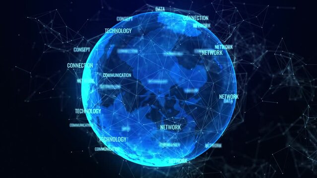 4k Video Crypto business cloud blue modern animation loop Backgrounds. 3D technology earth from space altcoin word concept. Futuristic bitcoin, Ethereum, litecoin, Ripple, neo, cash cryptocurrency