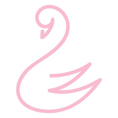 Swan continuous line symbol icon drawing. Print and minimal linear logo design, pink bird silhouette single line isolasted on a white background. Concept for card, banner, poster and flyer. Vector