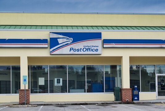 USPS storefront in a Houston, TX location. United States Postal Service was founded in 1971.