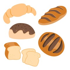 Hand drawn fresh bread set