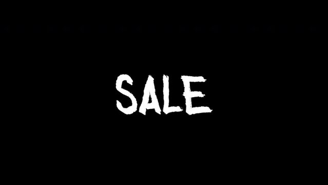 sale word - Hand drawn animated wiggle . Two color - black and white. 2d typographic doodle animation. High resolution 4K.