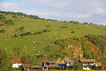 Naklejka premium village in the mountains