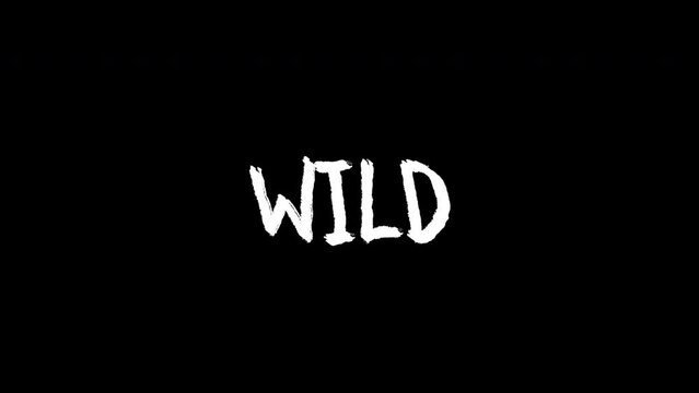 wild word - Hand drawn animated wiggle . Two color - black and white. 2d typographic doodle animation. High resolution 4K.