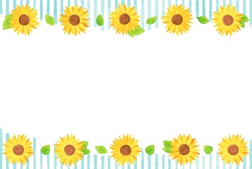 beautiful　watercolor　Sunflower　frame　illustration