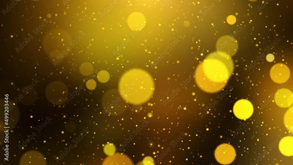 Poster 3d animation particles gold bokeh glitter awards dust abstract loop background. beautiful gold float