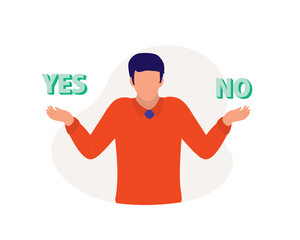 Front View Of A Young Man With Shrugging Gesture Couldn’t Decide “Yes” Or “No”.