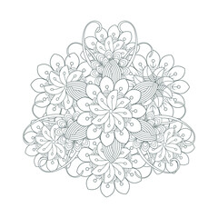 Decorative Doodle flowers in black and white for coloring book, cover or background. Hand drawn sketch for adult anti stress coloring page.-vector