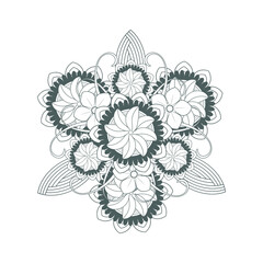 Decorative Doodle flowers in black and white for coloring book, cover or background. Hand drawn sketch for adult anti stress coloring page.-vector