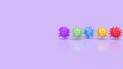 The multi color virus for sci or medical  concept 3d rendering