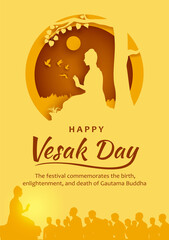 Vesak Day, A celebration of Buddha's birthday and, for some Buddhists, marks his enlightenment (when he discovered life's meaning). - obrazy, fototapety, plakaty