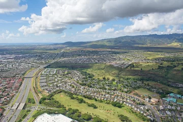 Fototapeten Aerial view of Pearl City and Waikele on Oahu, Hawaii © Ryan Tishken