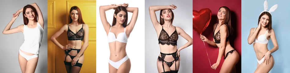 Collage with beautiful young woman in different underwear © Pixel-Shot