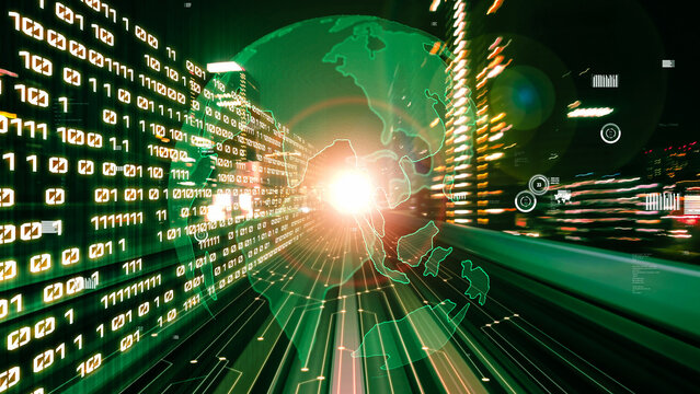 Business data analytic with tacit intelligent software making marketing strategy . Concept of smart digital transformation and technology disruption that changes global trends in new information era .