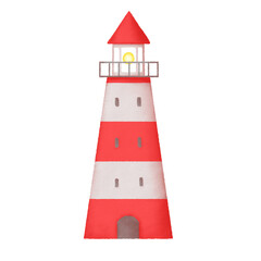 Lighthouse building digitally drawn illustration - obrazy, fototapety, plakaty