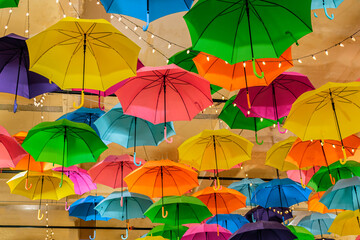  Suspended colorful umbrellas
