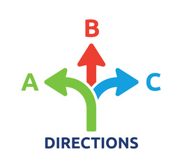 Different direction icon concept. Choice, guidance symbol vector illustration.