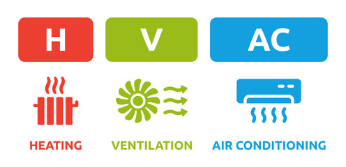 HVAC, stands for heating, ventilation and air conditioning icon. Banner vector illustration