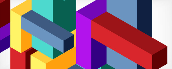 Abstract background. 3d cubes, cubic elements and blocks. Techno or business concept for wallpaper, banner, background, landing page