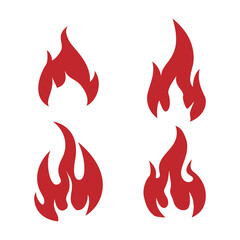 Fire flame flat icon set. Fire flame symbol flat style collection.