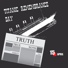 Newspaper page by date - Titanic Remembrance Day - obrazy, fototapety, plakaty
