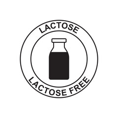 Dairy free, lactose free label icon in black flat glyph, filled style isolated on white background